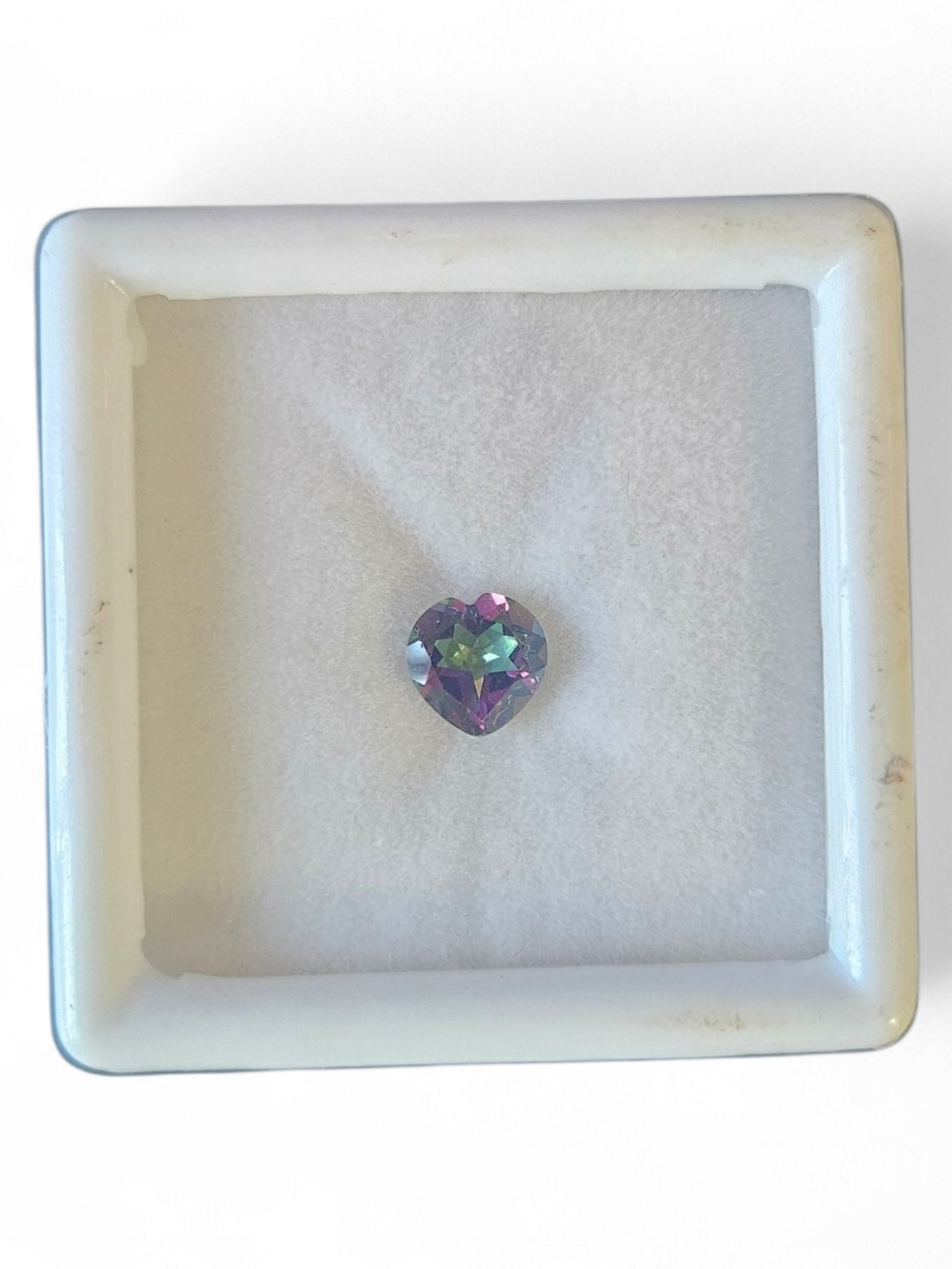 Iridescent Heart Crystal Ring Accent - Violet & Green Sparkle